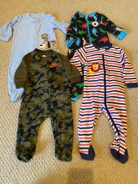 Baby Boy Sleeper Lot 6 month Tuffy Nike Converse Carters Clothing Bundle